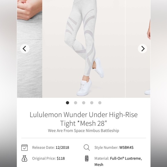 Women’s Lululemon Wunder Under High-Rise
Tight *Mesh 28" Size 4 - Picture 2 of 13
